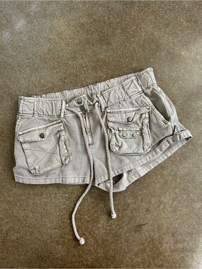 Free People washed brown Cargo Drawstring Shorts